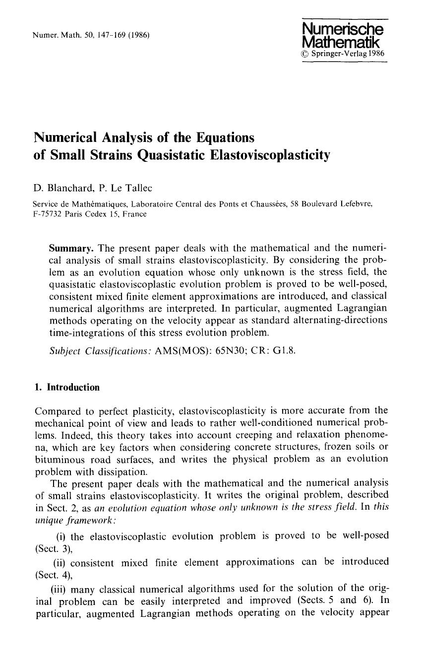 Numerical analysis of the equations of small strains quasistatic elastoviscoplasticity by Unknown
