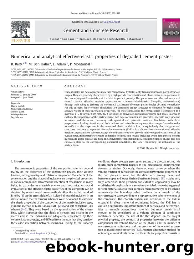 Numerical and analytical effective elastic properties of degraded cement pastes by B. Bary; M. Ben Haha; E. Adam; P. Montarnal