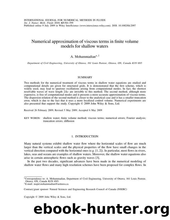 Numerical approximation of viscous terms in finite volume models for shallow waters by Unknown