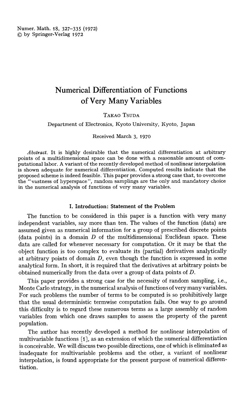 Numerical differentiation of functions of very many variables by Unknown