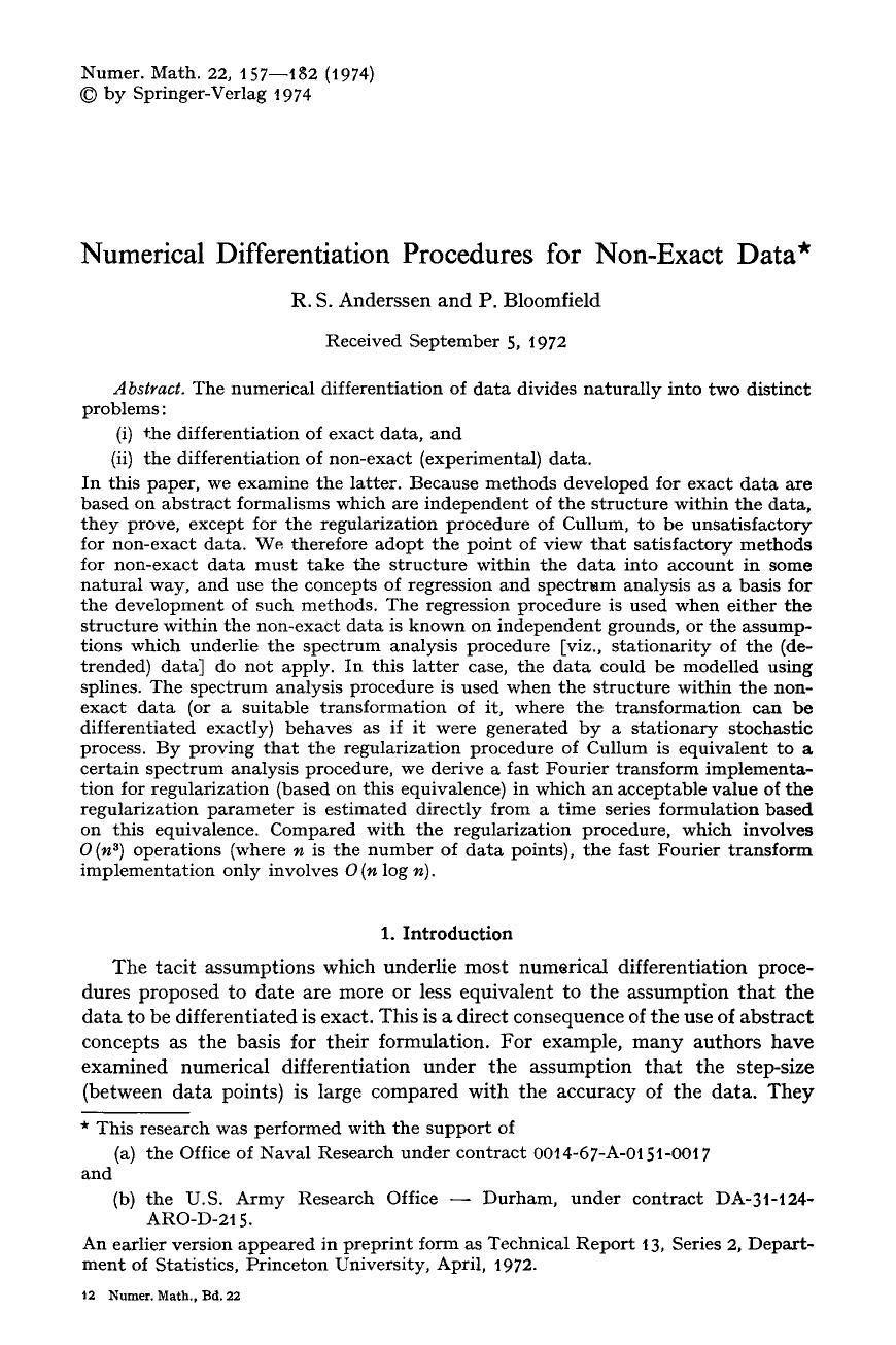 Numerical differentiation procedures for non-exact data by Unknown