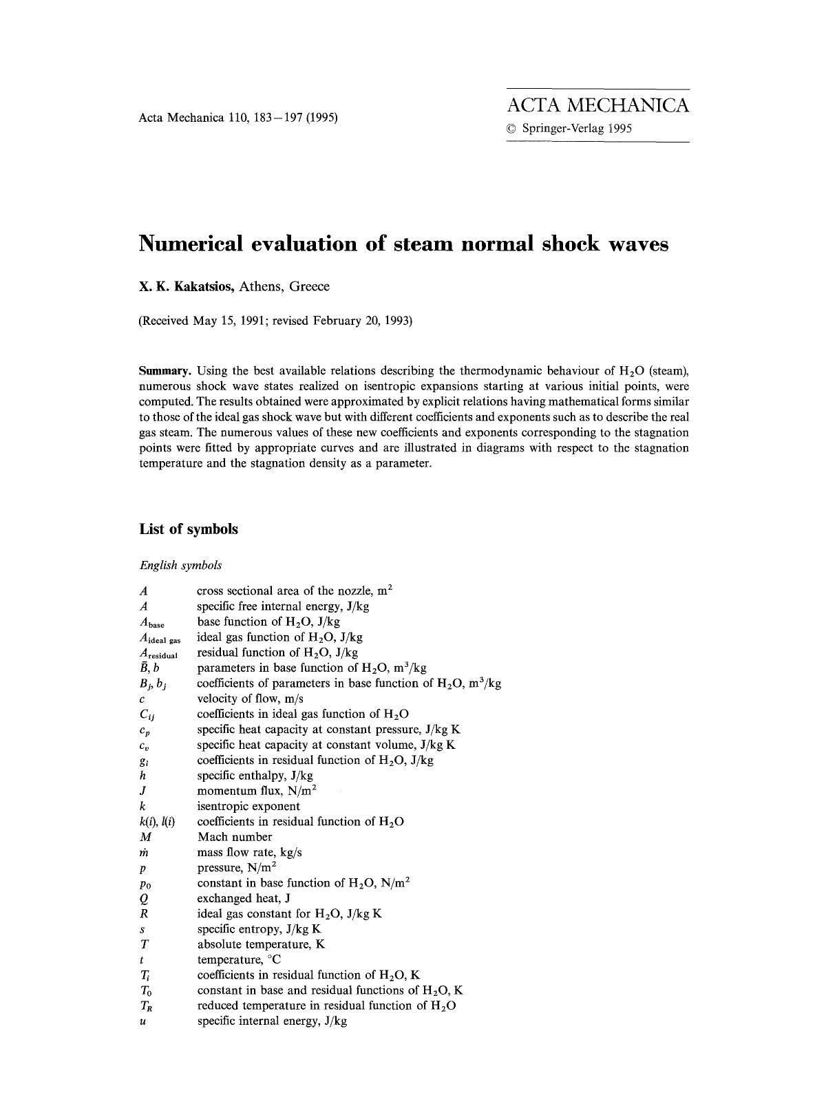 Numerical evaluation of steam normal shock waves by Unknown