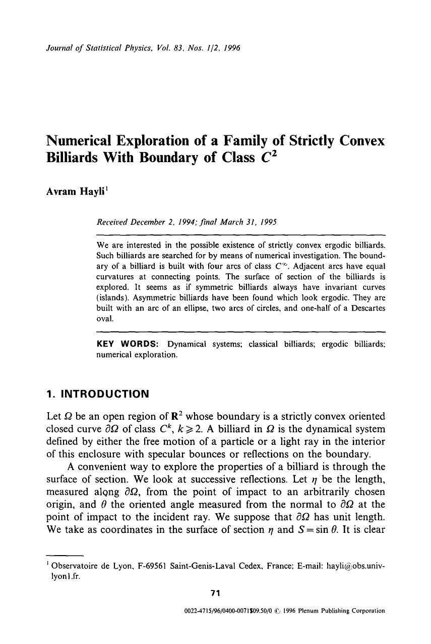 Numerical exploration of a family of strictly convex billiards with boundary of class <Emphasis Type="Italic">C <Emphasis> <Superscript>2 <Superscript> by Unknown
