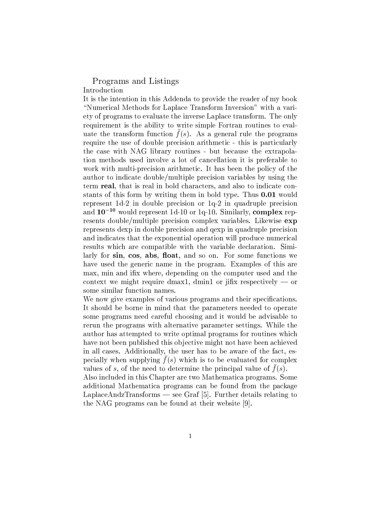 Numerical methods for Laplace transform inversion - Program code only (2007) by Cohen A.M