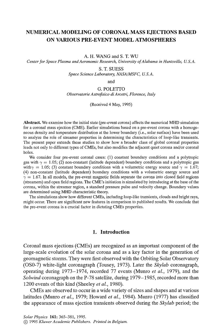 Numerical modeling of coronal mass ejections based on various pre-event model atmospheres by Unknown