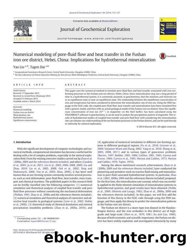 Numerical modeling of pore-fluid flow and heat transfer in the Fushan iron ore district, Hebei, China: Implications for hydrothermal mineralization by Yao Liu & Tagen Dai