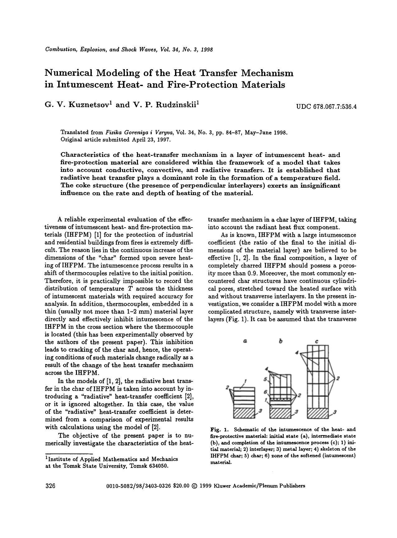 Numerical modeling of the heat transfer mechanism in intumescent heat- and fire-protection materials by Unknown