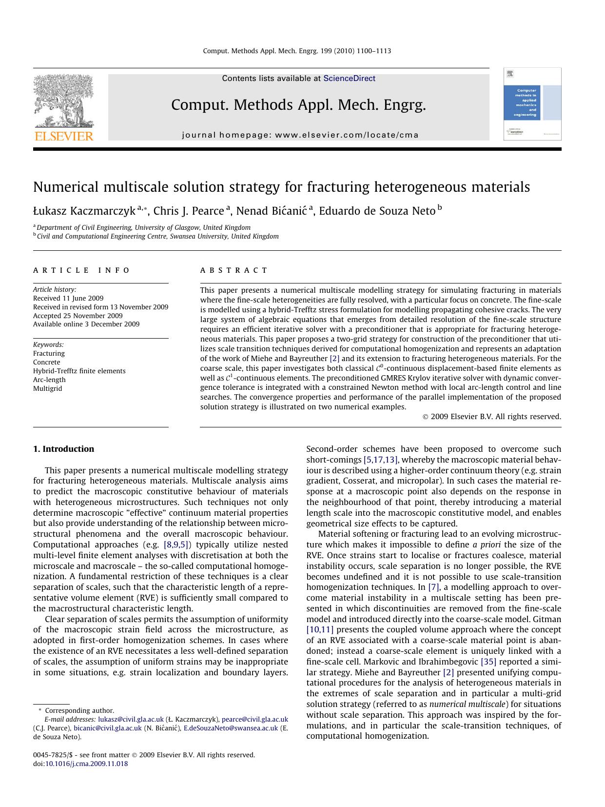 Numerical multiscale solution strategy for fracturing heterogeneous materials by Łukasz Kaczmarczyk; Chris J. Pearce; Nenad Bićanić; Eduardo de Souza Neto