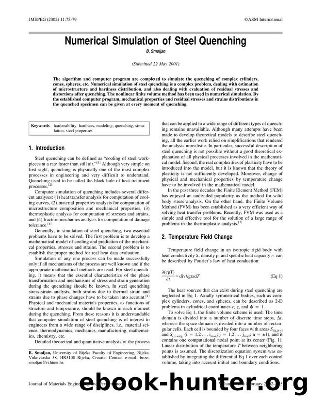 Numerical simulation of steel quenching by Unknown