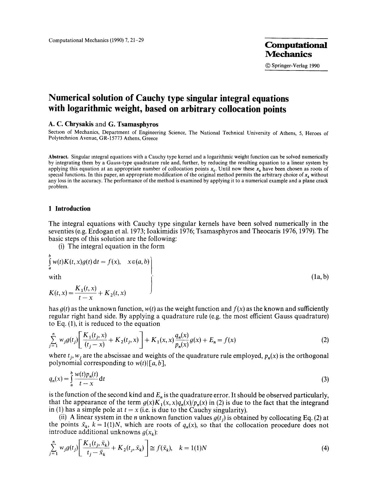 Numerical solution of Cauchy type singular integral equations with logarithmic weight, based on arbitrary collocation points by Unknown