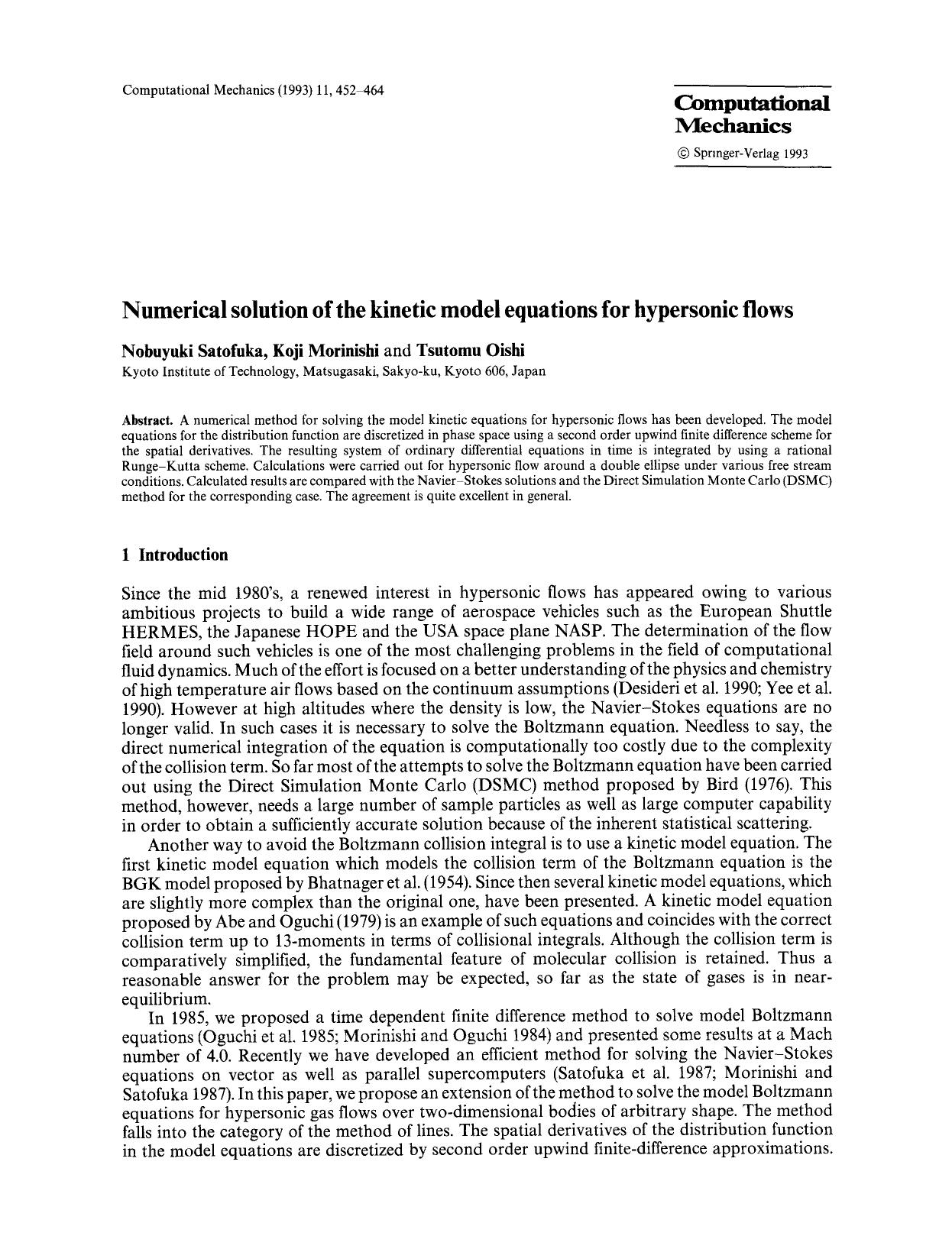 Numerical solution of the kinetic model equations for hypersonic flows by Unknown