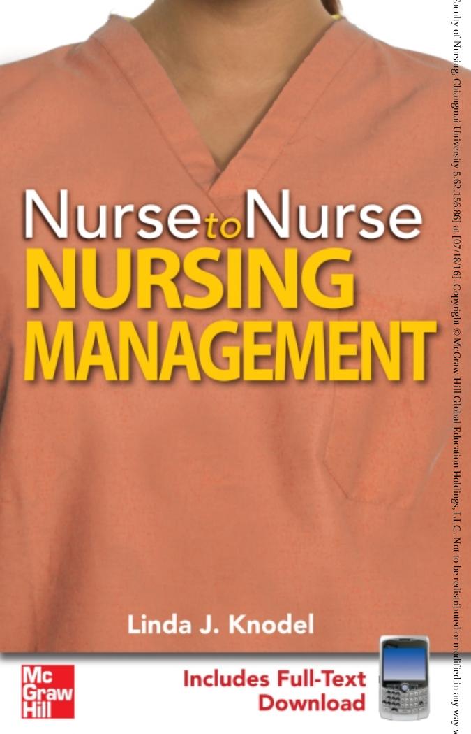 Nurse to nurse. Nursing management by Knodel Linda J