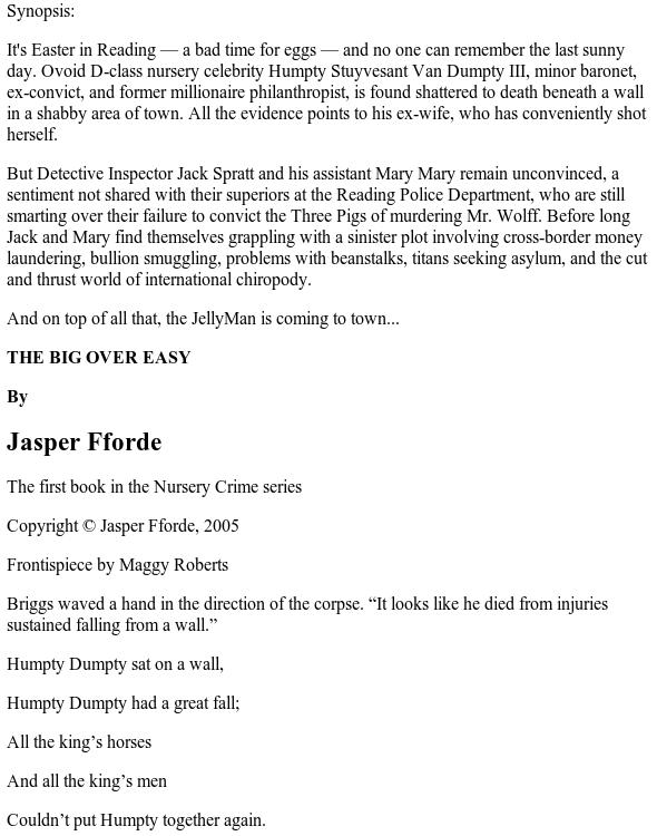 Nurser Crime 1 - The Big Over Easy by Jasper Fforde