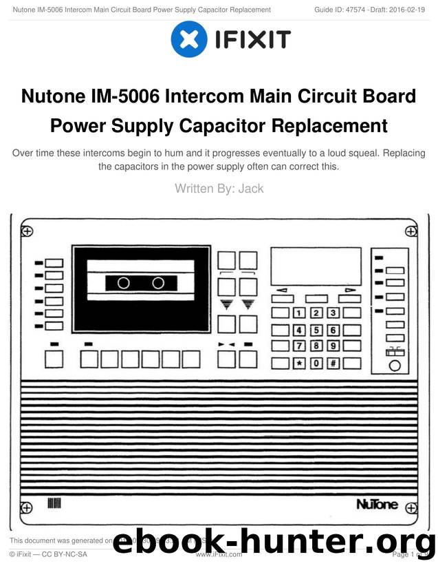 Nutone IM-5006 Intercom Main Circuit Board Power Supply Capacitor Replacement by Unknown