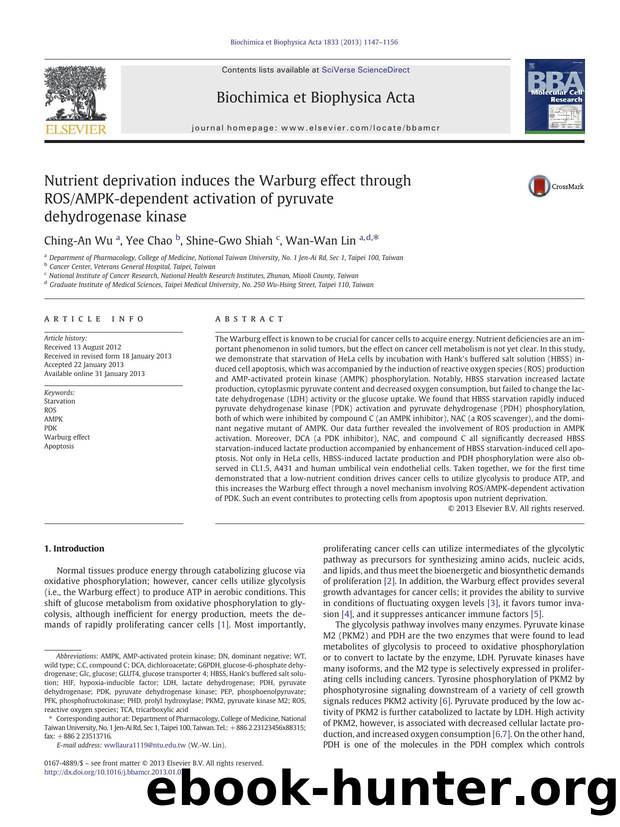Nutrient deprivation induces the Warburg effect through ROSAMPK-dependent activation of pyruvate dehydrogenase kinase by Ching-An Wu & Yee Chao & Shine-Gwo Shiah & Wan-Wan Lin