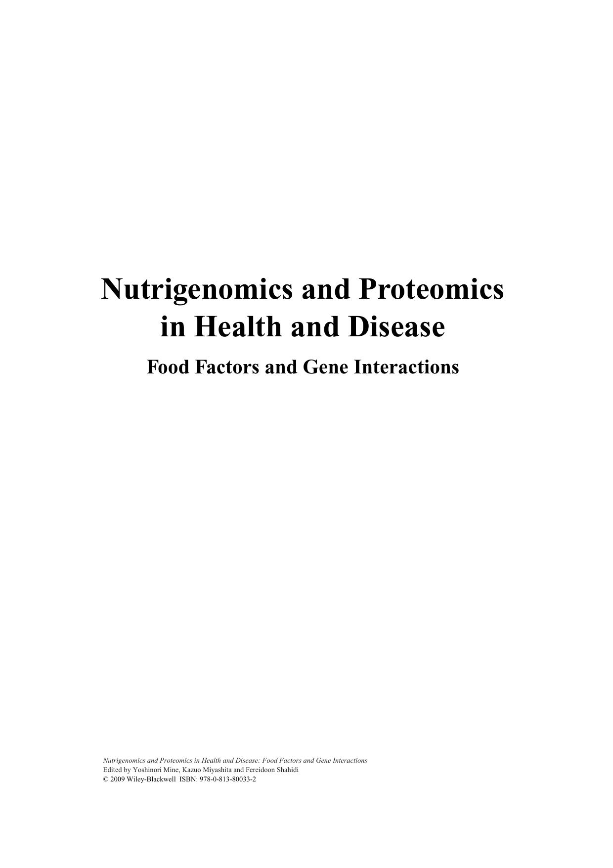Nutrigenomics and Proteomics in Health and Disease: Food Factors and Gene Interactions by Yoshinori Mine Kazuo Miyashita Fereidoon Shahidi