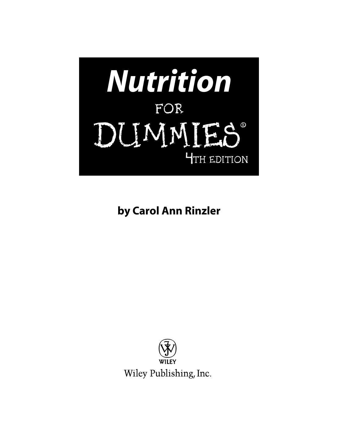 Nutrition for Dummies by Carol Ann Rinzler
