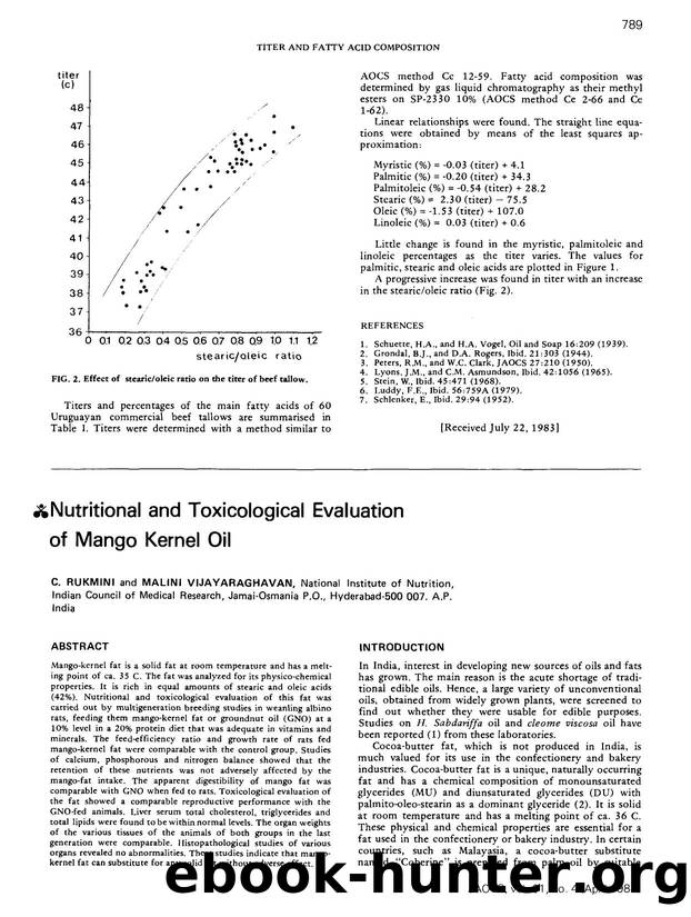 Nutritional and toxicological evaluation of mango kernel oil by Unknown