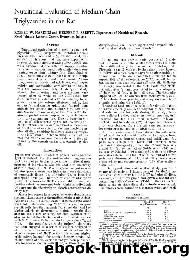 Nutritional evaluation of medium-chain triglycerides in the rat by Unknown