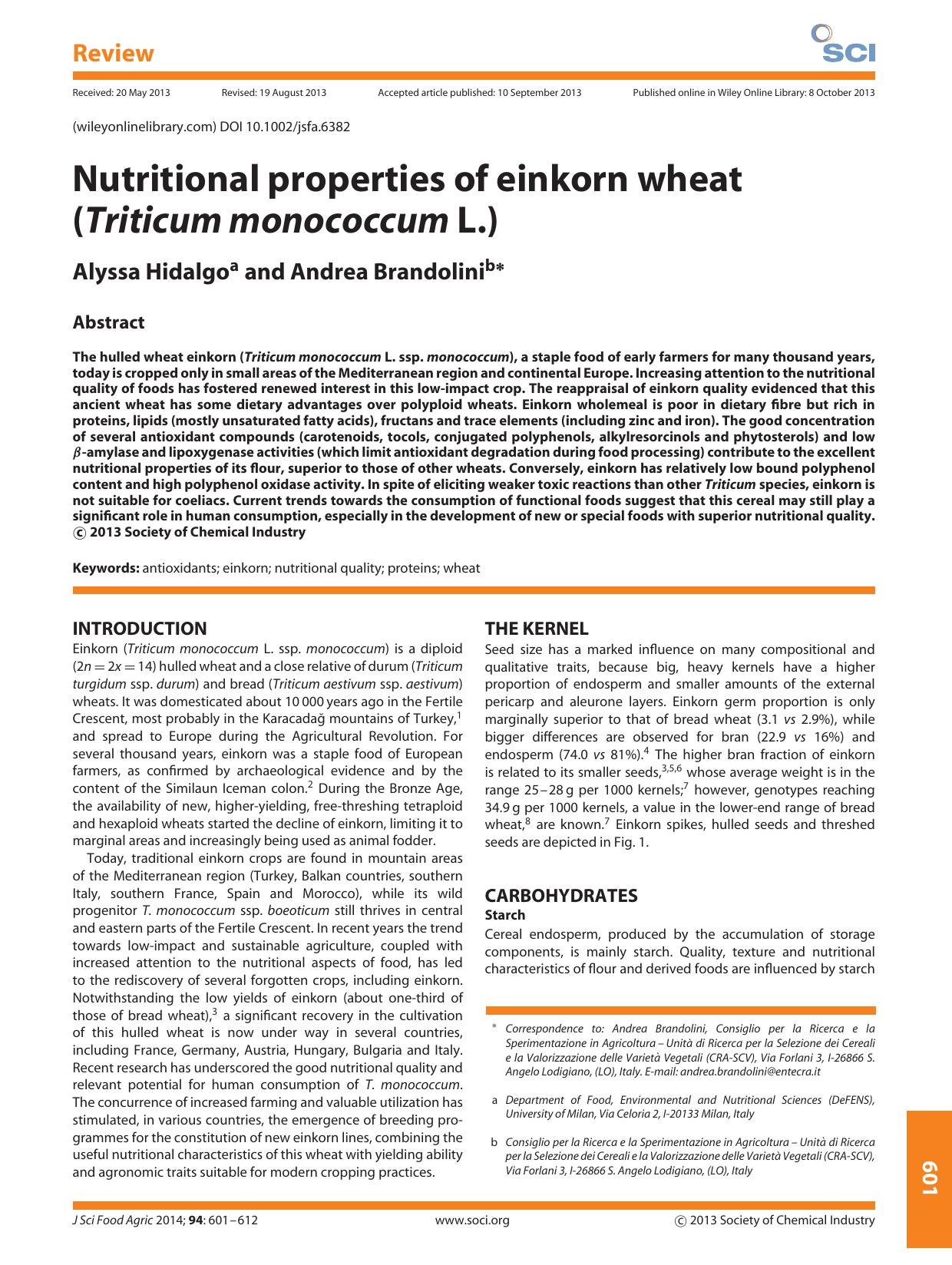 Nutritional properties of einkorn wheat (Triticum monococcum L.) by Unknown