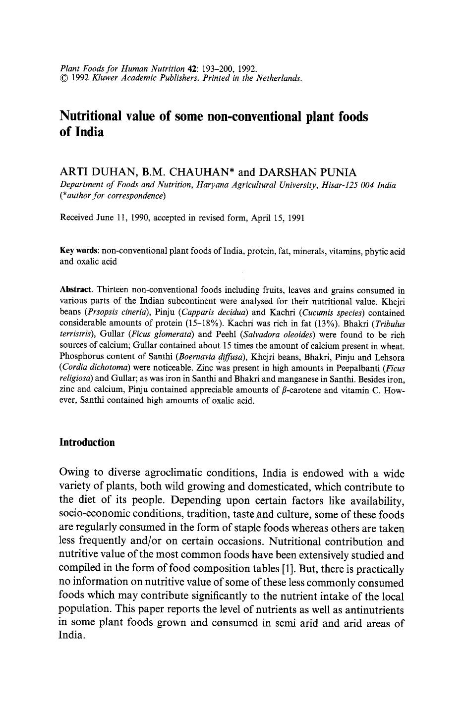 Nutritional value of some non-conventional plant foods of India by Unknown