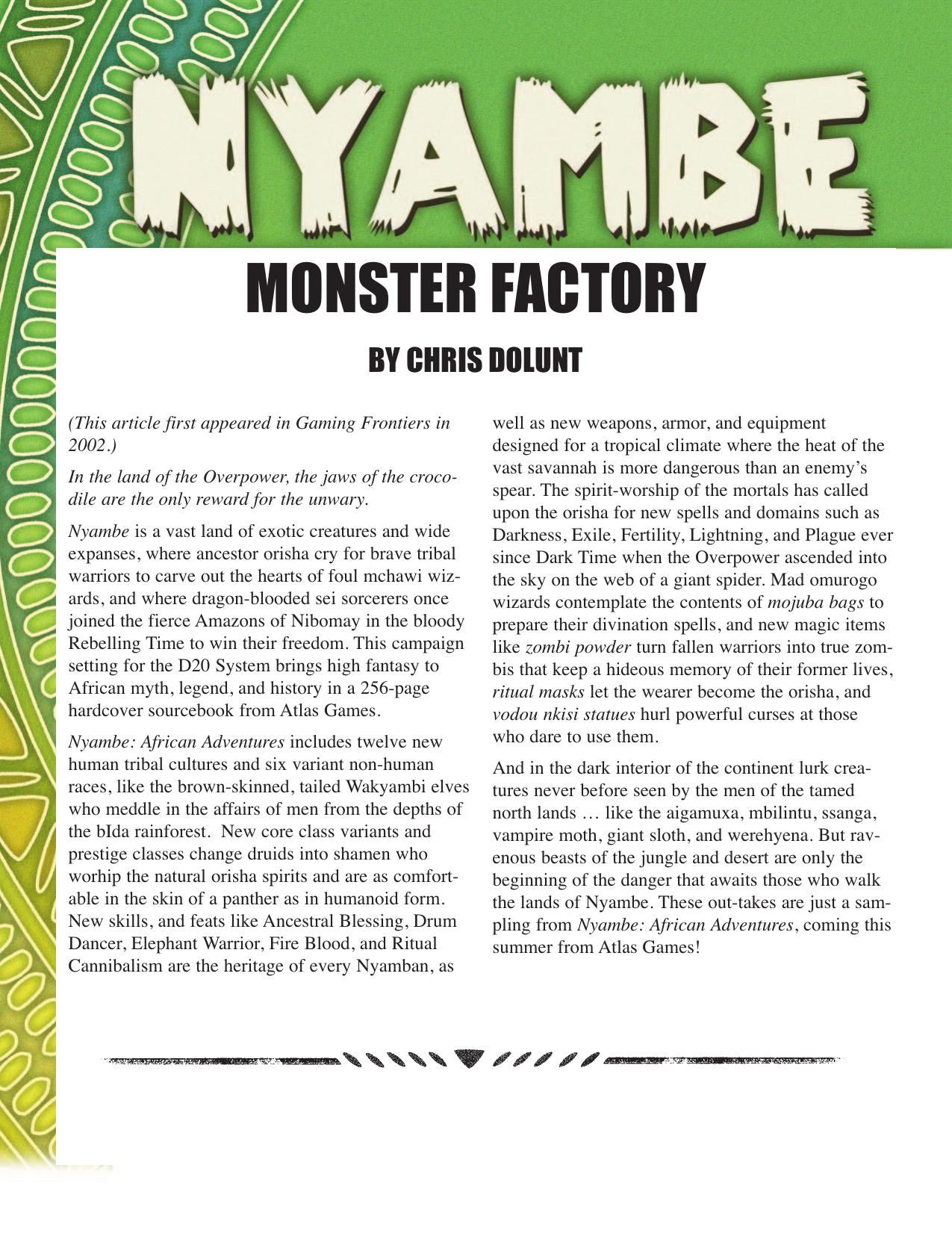 Nyambe Monster Factory by Unknown