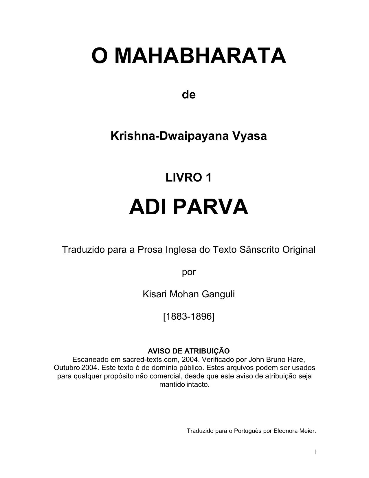 O MAHABHARATA by Eleonora Meier