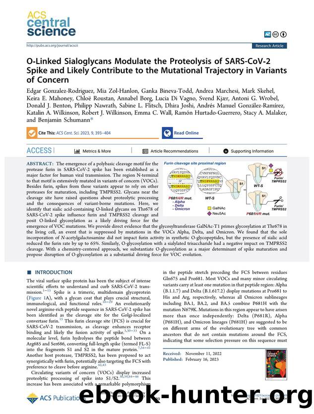OâLinked Sialoglycans Modulate the Proteolysis of SARS-CoVâ2 Spike and Likely Contribute to the Mutational Trajectory in Variants of Concern by unknow