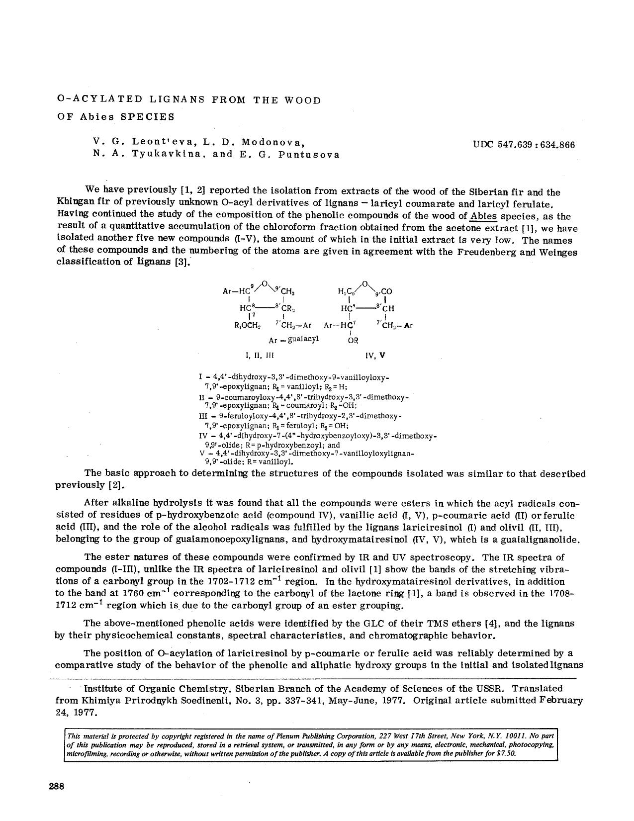 O-acylated lignans from the wood of Abies species by Unknown