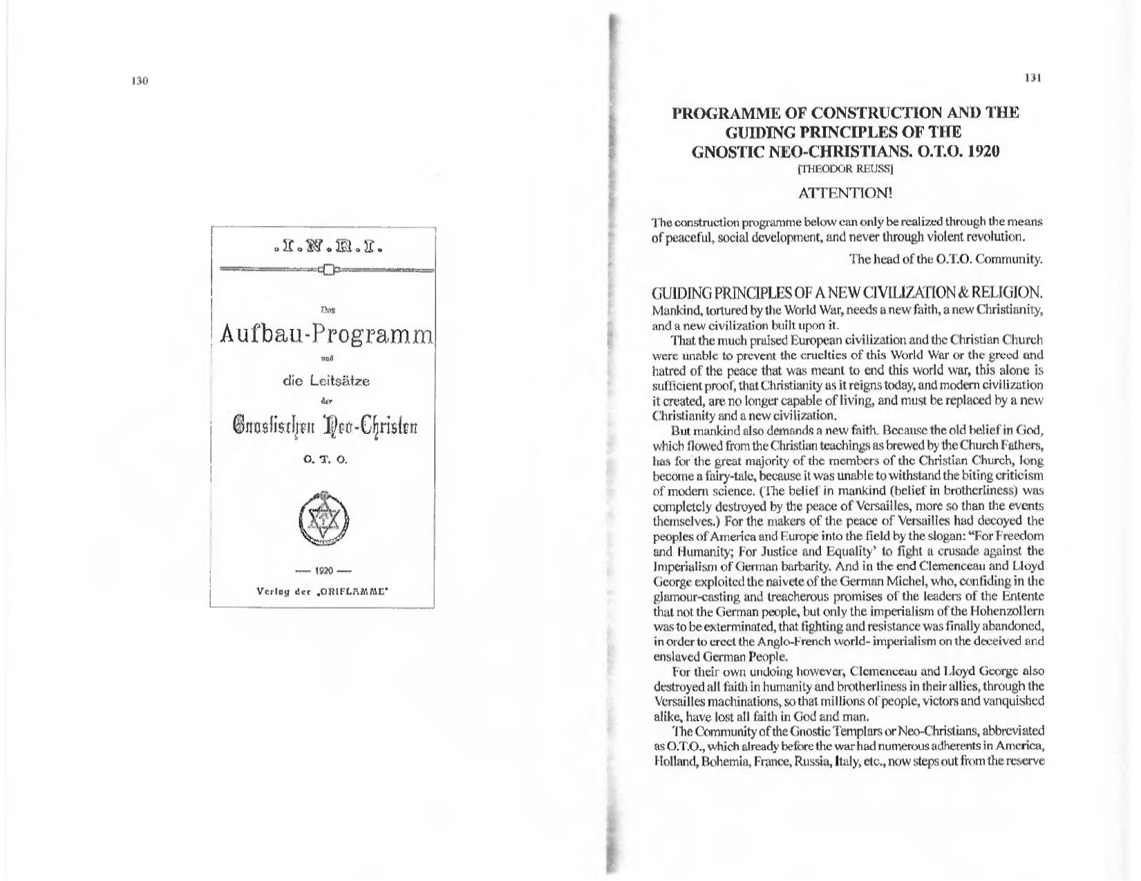 O. T. O. Rituals and Sex Magick [PART IIc: Constitutions & Guiding Principles] by Naylor/Koenig