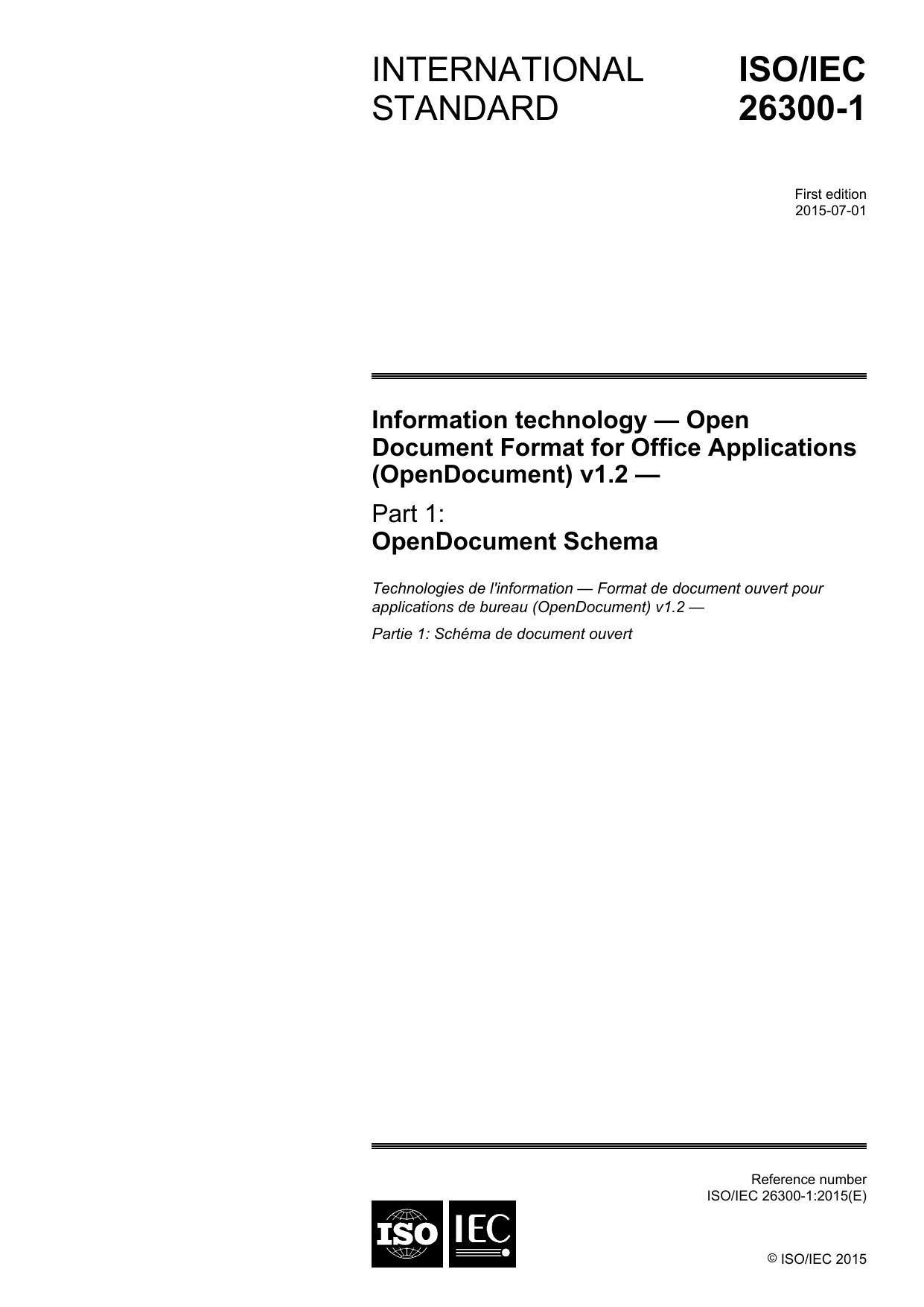 OASIS Open Document Format for Office Applications (OpenDocument) Version 1.2 - Part 1: OpenDocument Schema by OASIS Open Document Format for Office Applications (OpenDocument) TC