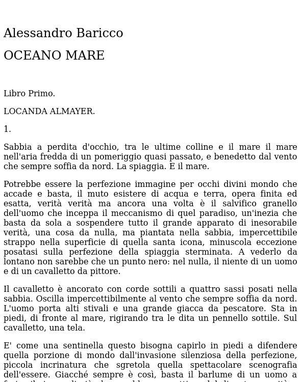 OCEANO MARE by Aessandro Baricco
