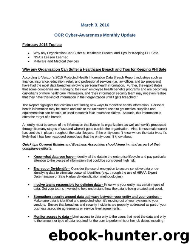 OCR Cyber - Awareness Monthly Update by HHS OCR