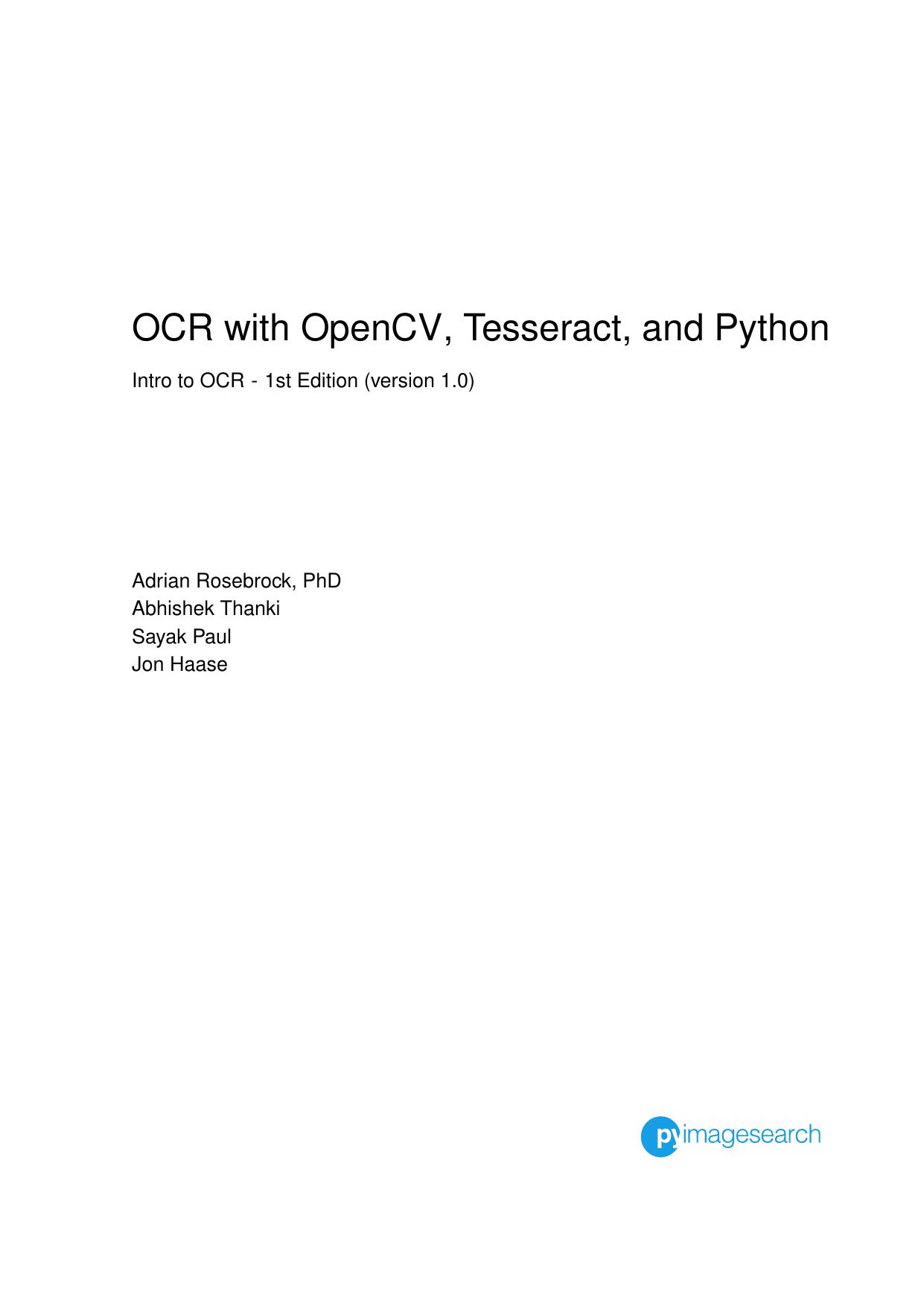 OCR with OpenCV, Tesseract, and Python - Intro to OCR by Adrian Rosebrock