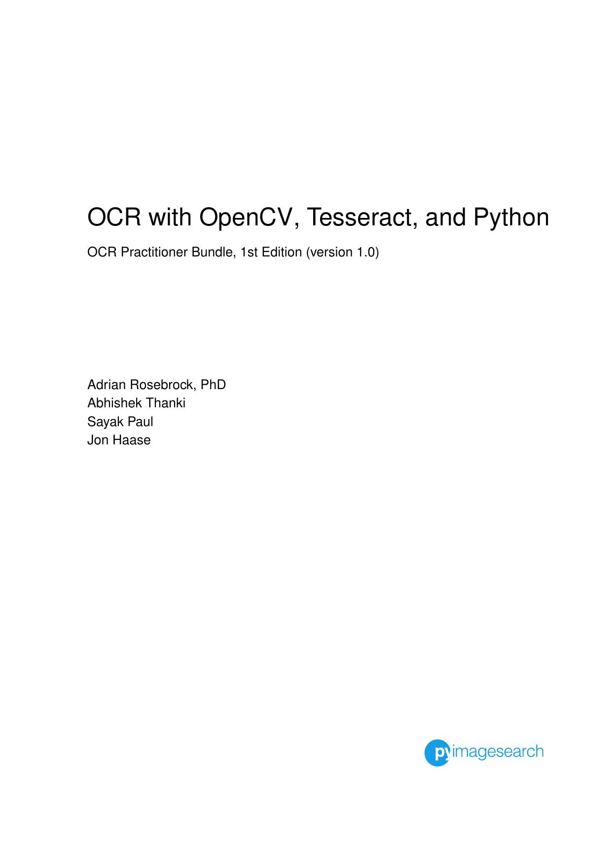 OCR with OpenCV, Tesseract, and Python by Adrian Rosebrock