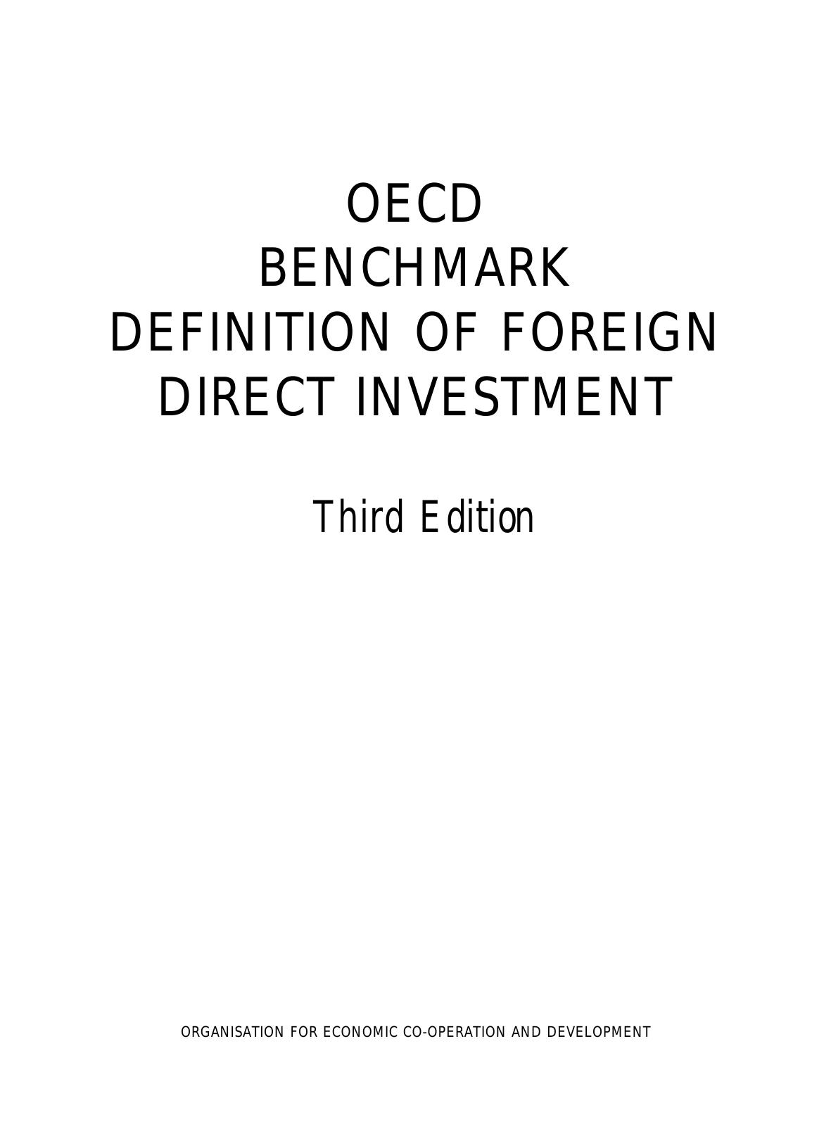 OECD Benchmark Definition of Foreign Direct Investment : Third Edition by OECD