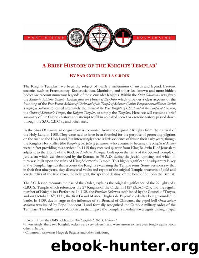 OMS CBCS Brief History of the Knights Te by Unknown