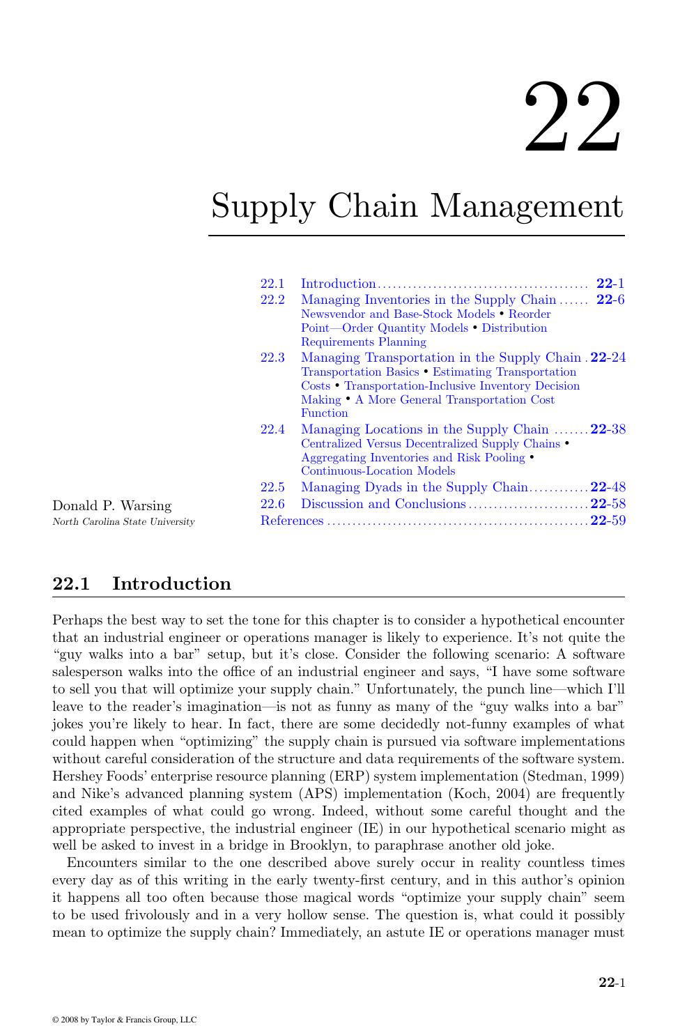 OPERATIONS RESEARCH AND MANAGEMENT SCIENCE HANDBOOK by Donald P. Warsing