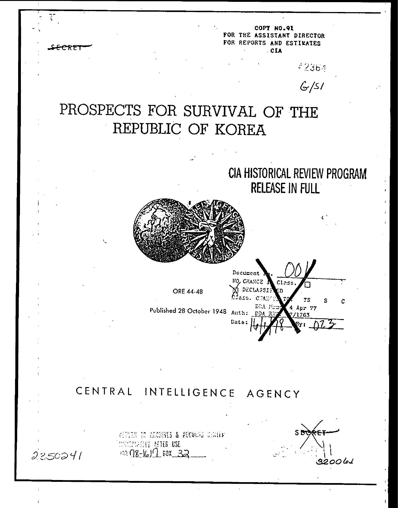 ORE 44-48 Prospects for Survival of the Republic of Korea by Unknown