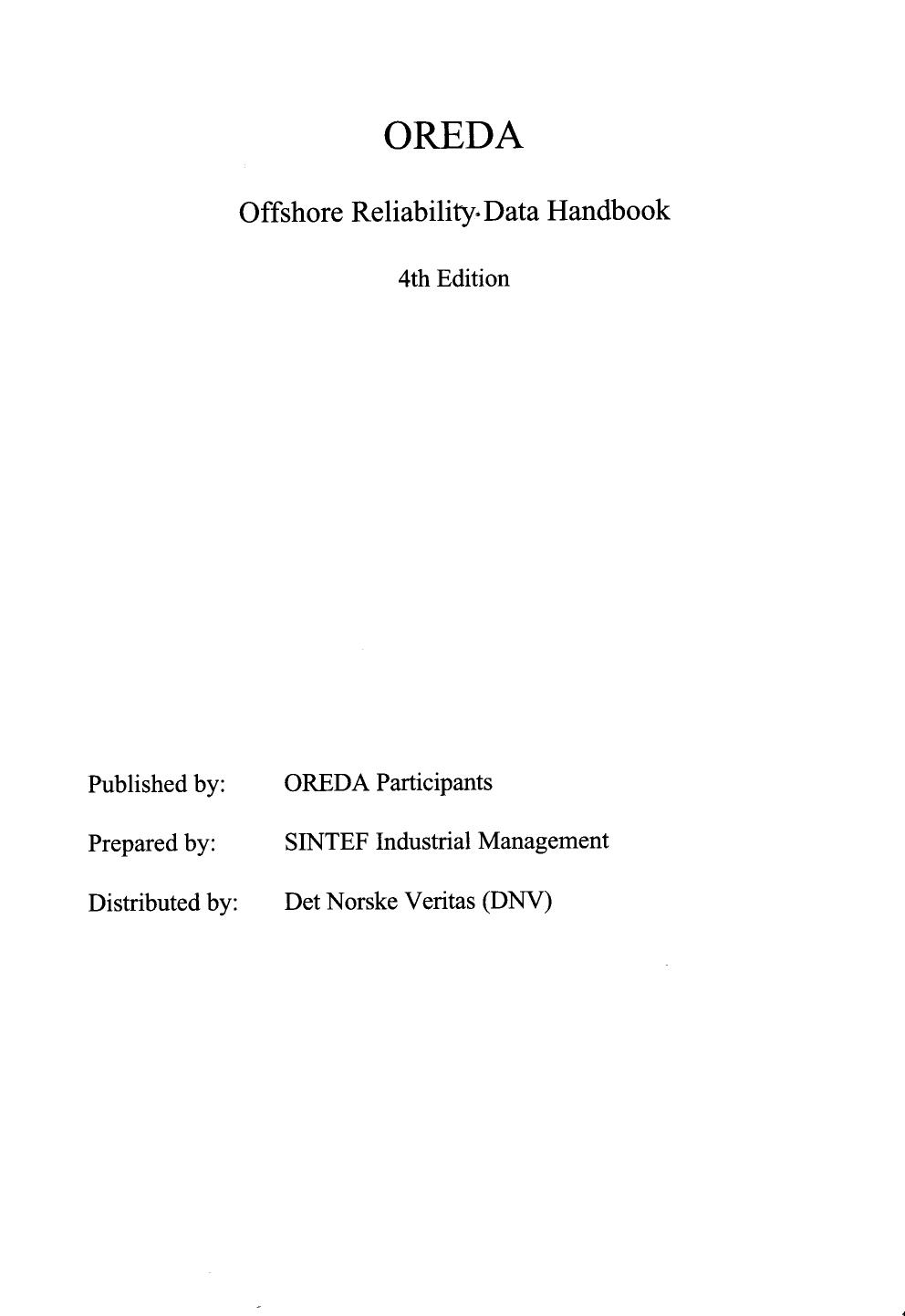 OREDA - Offshore Reliability Data Handbook 2002 - 4th Edition by Oreda
