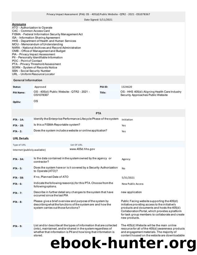 OS - HHS 405(d) Aligning Health Care Industry Security Approaches Public Website by OS