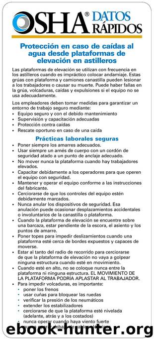 OSHA AERIAL LIFT FALL PROTION OVER WATER IN SHIPYARDS SPANISH:OSHA MOLD by David Hausmann