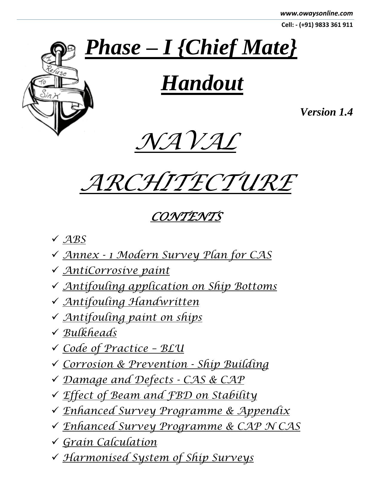 OWAYS Phase I Naval Architecture Theory version 1.4 by Unknown