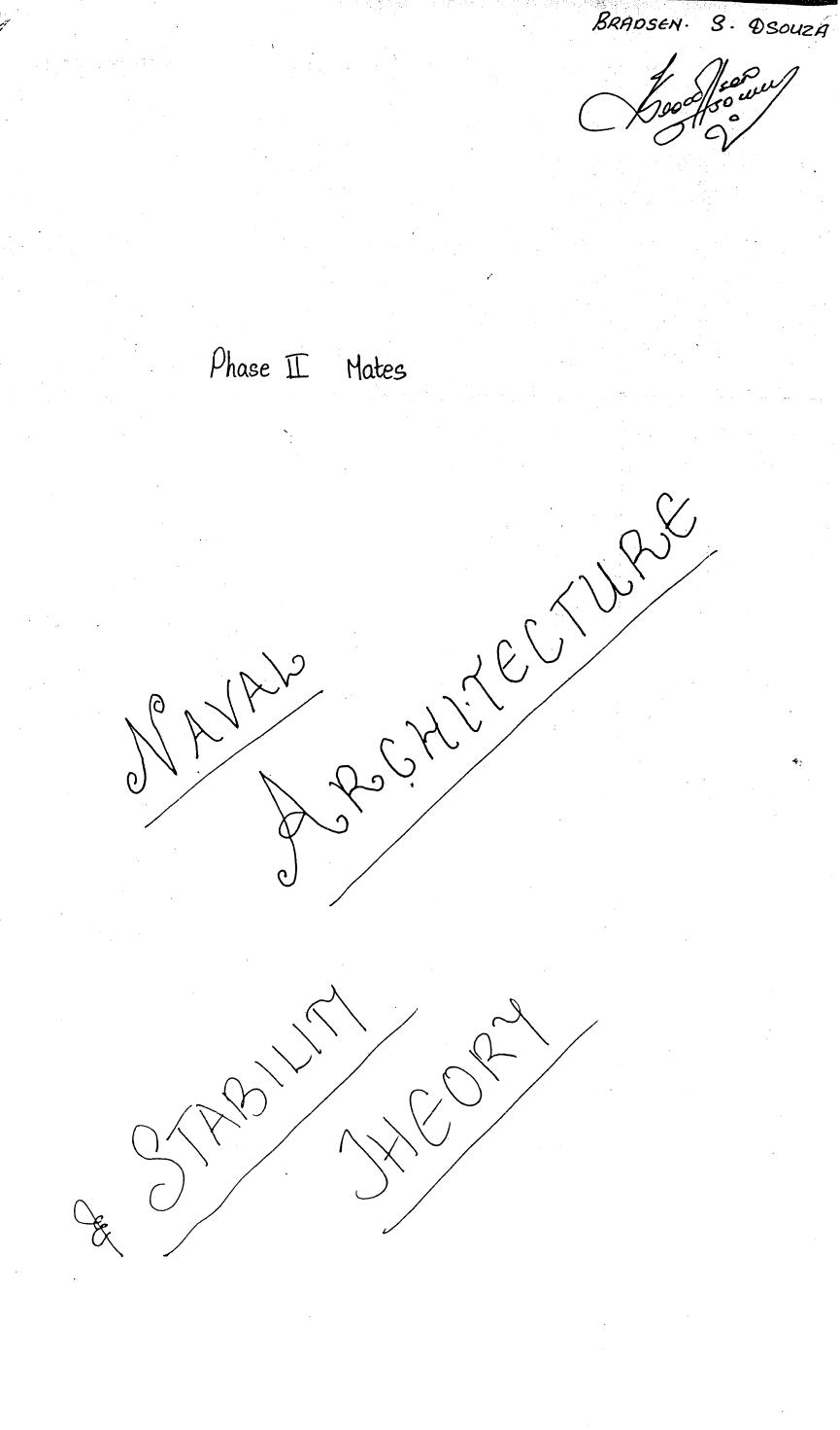 OWAYS Phase II NAVAL ARCHITECTURE and Stability Theory by Bradsen DSouza by Unknown
