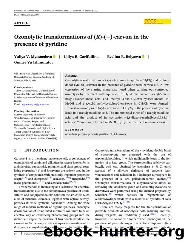 OZONOLYTIC TRANSFORMATIONS OF (R)-(-)-CARVON IN THE PRESENCE OF PYRIDINE by Unknown