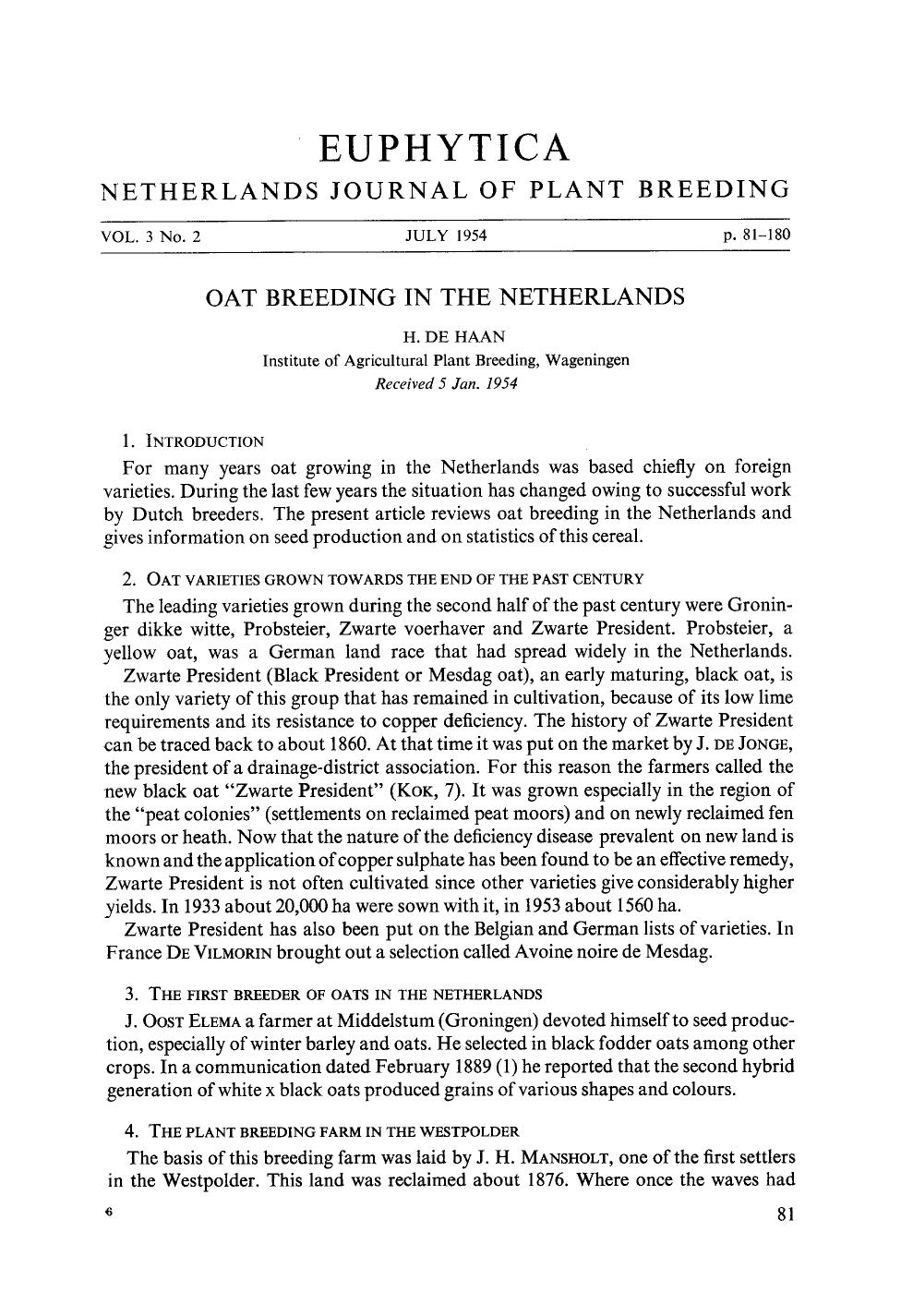 Oat breeding in the Netherlands by Unknown