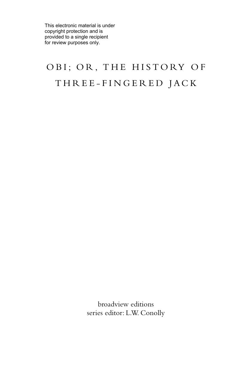 Obi: or, The History of Three-Fingered Jack by Unknow