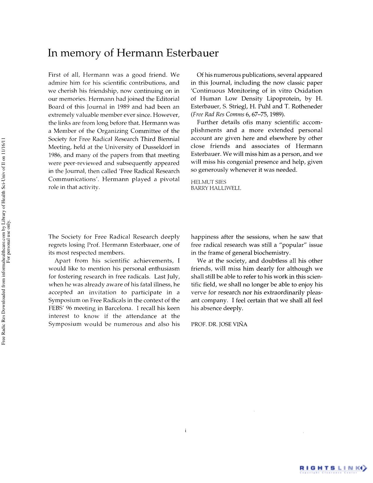 Obituary by Hermann Esterbauer