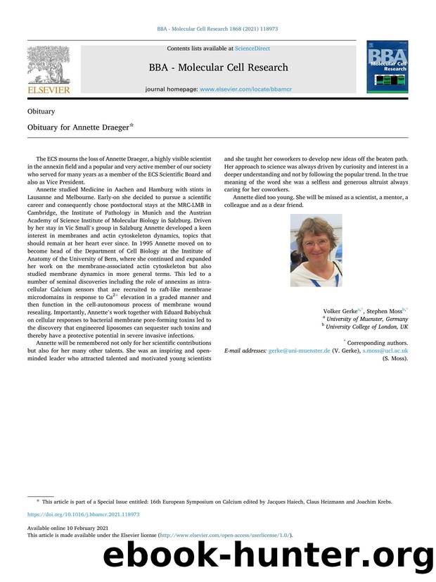 Obituary for Annette Draeger by Volker Gerke & Stephen Moss
