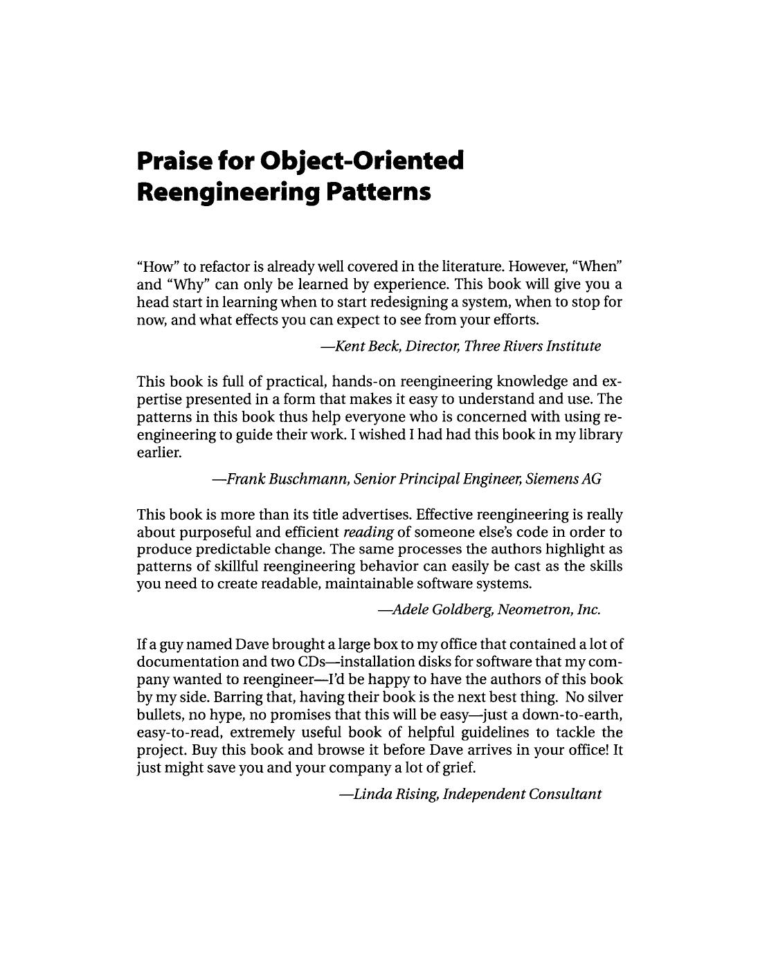 Object-oriented reengineering patterns by Serge Demeyer Stéphane Ducasse Oscar Nierstrasz
